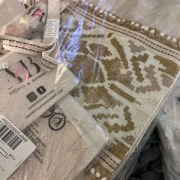 White And Gold Embellished Tote 3 PC Set - Picture 6 of 7